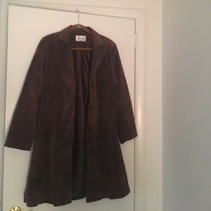 Linea Long Brown Suede Jacket
